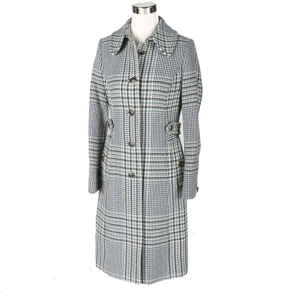 Tory Burch Virginia Houndstooth Plaid Coat