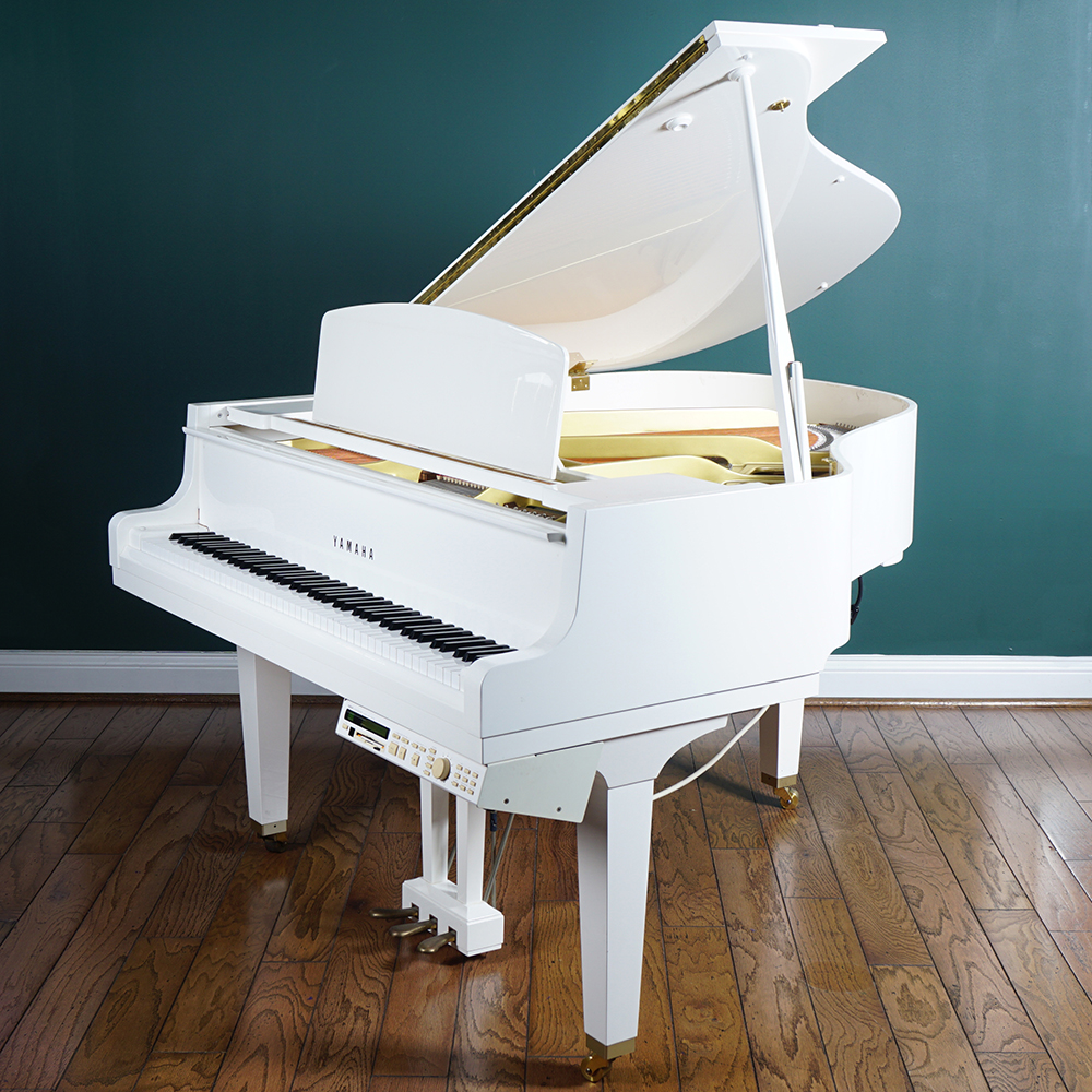 White Yamaha GP Disklavier Baby Grand Piano