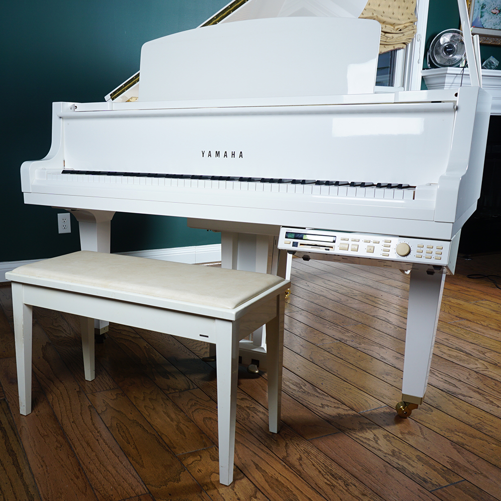 White Yamaha GP Disklavier Baby Grand Piano