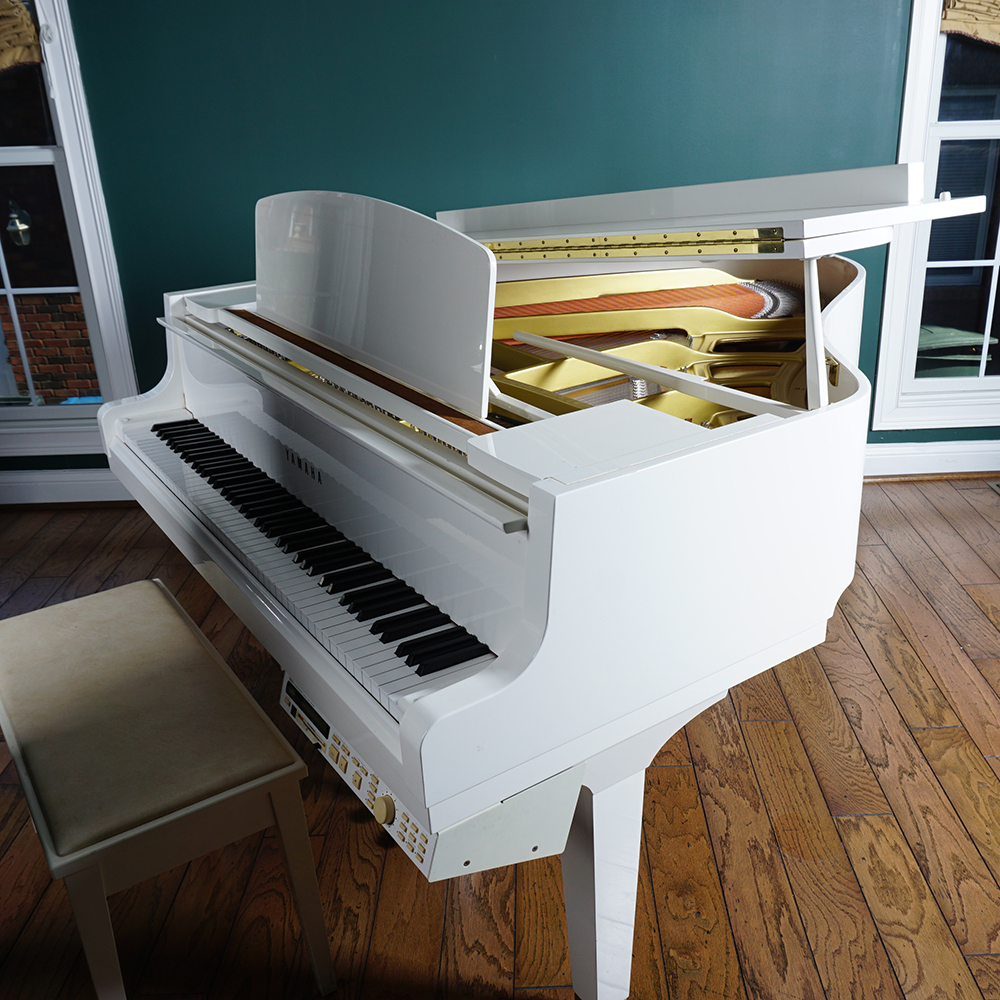 White Yamaha GP Disklavier Baby Grand Piano