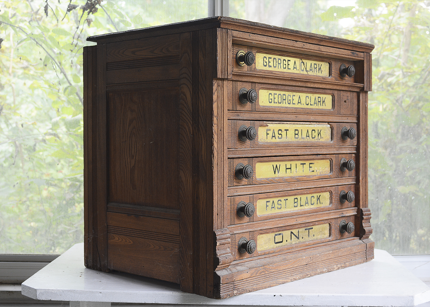 Antique Clark's Salesman Sample Spool Cabinet