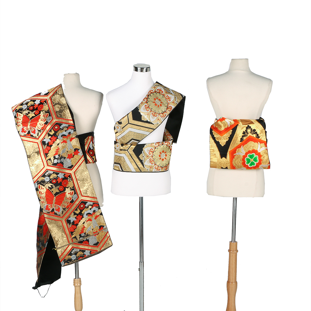Three Japanese Obis with Metallic Threads