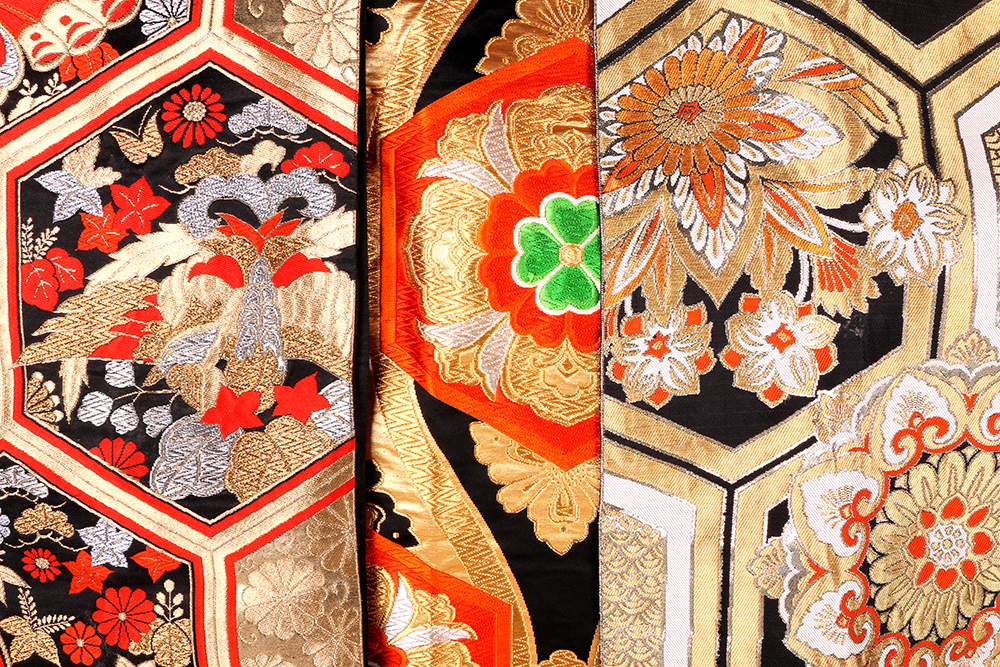 Three Japanese Obis with Metallic Threads