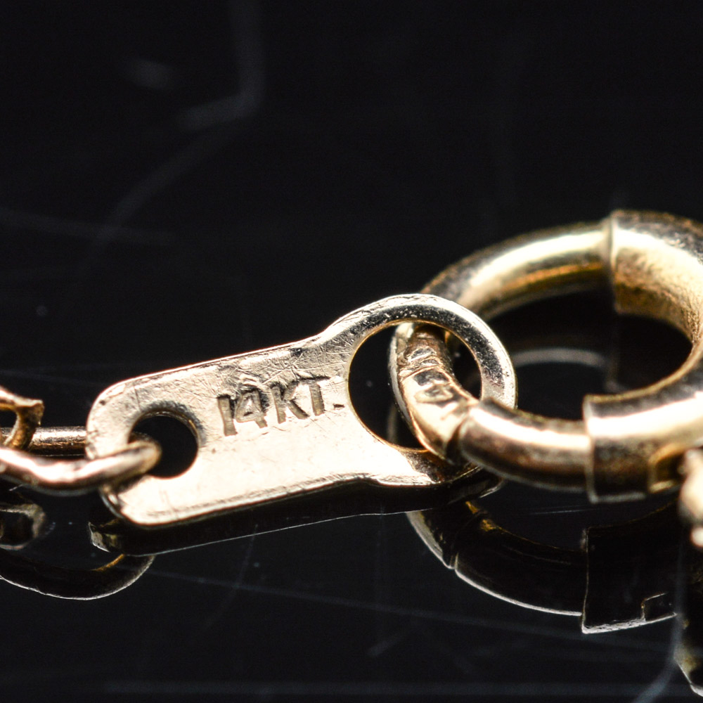 14K Yellow Gold Chain with 18K Yellow Gold Multi-Gemstone Pendants