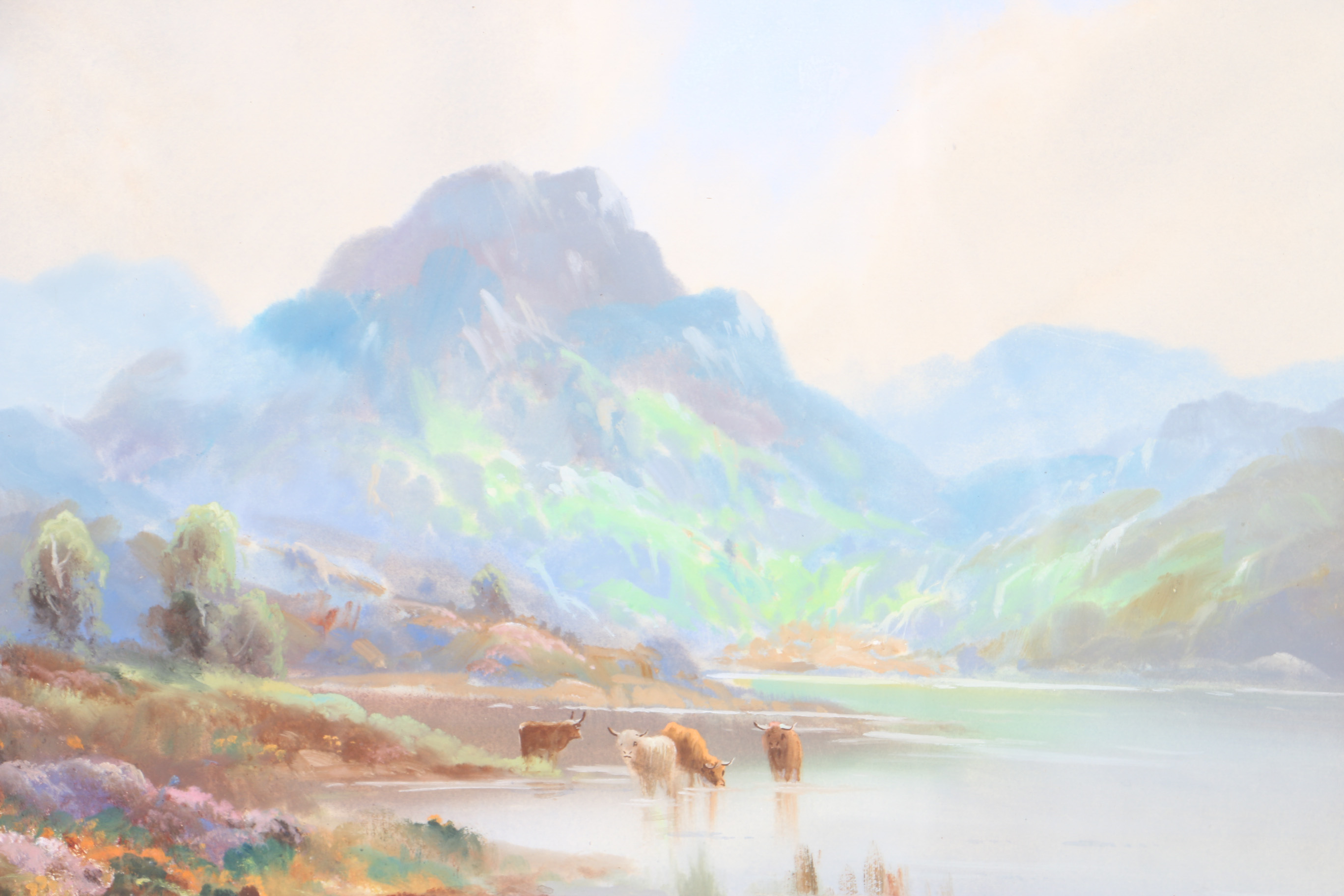 Alexander S. Graham Watercolor Painting of Highland Cattle