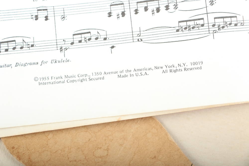 1950s "Guys and Dolls" Sheet Music and Pair of Illustrated Fans