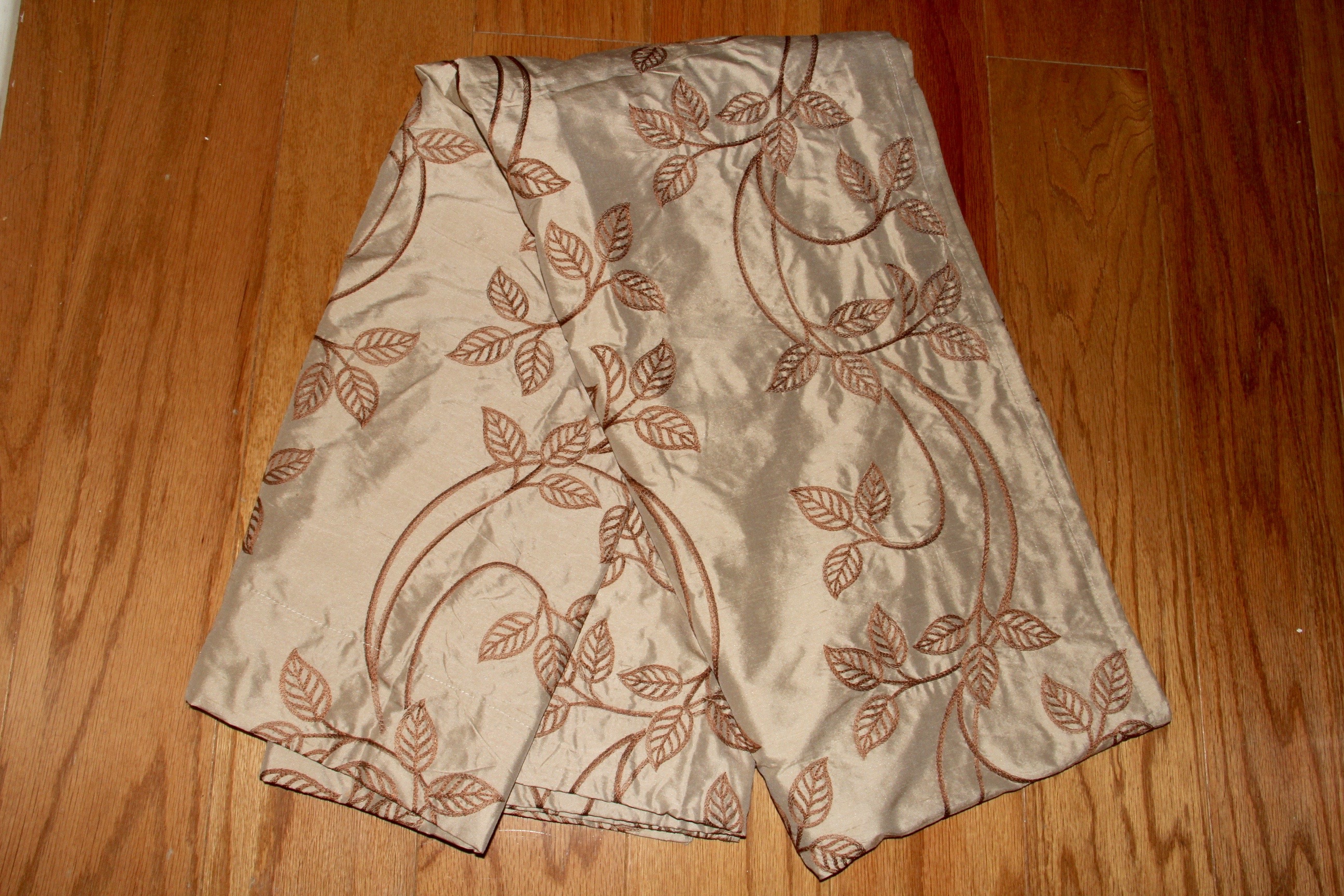 PartyLite Holiday Decor and Beige Silk Curtains