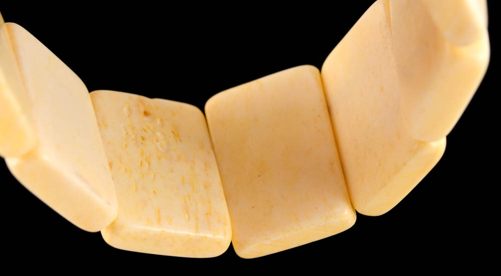 Carved Bone Mahjong Tiles Bracelet