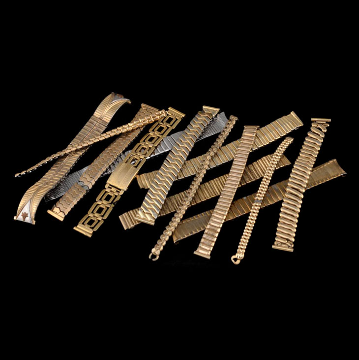 Men's Vintage Silver Tone and Gold Tone Wrist Watch Bands