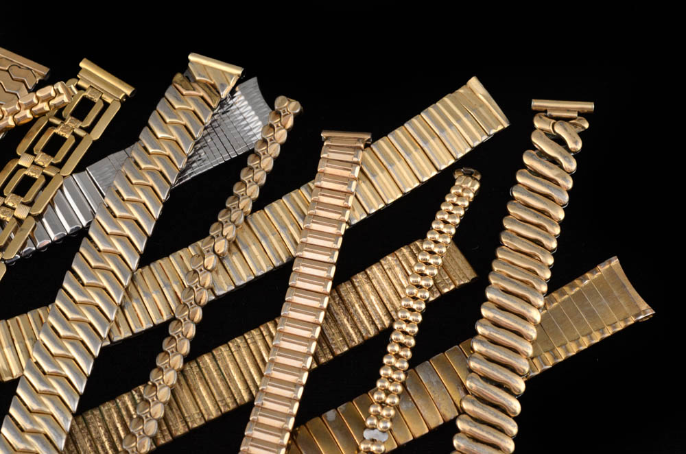 Men's Vintage Silver Tone and Gold Tone Wrist Watch Bands