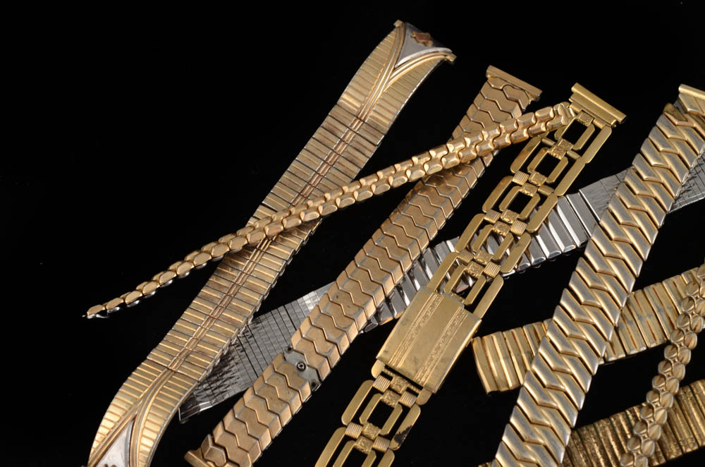 Men's Vintage Silver Tone and Gold Tone Wrist Watch Bands