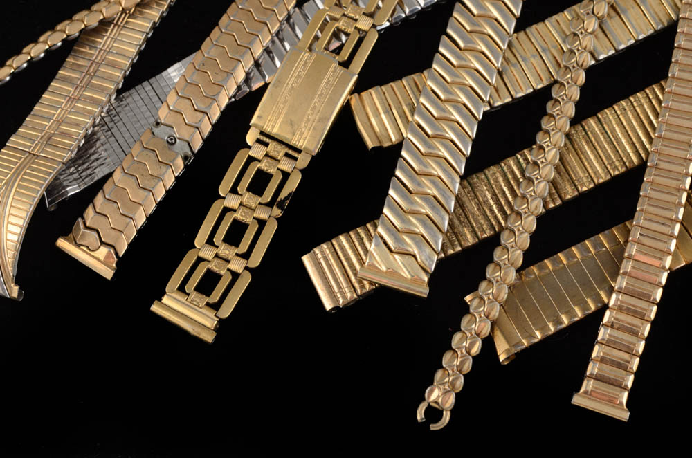 Men's Vintage Silver Tone and Gold Tone Wrist Watch Bands