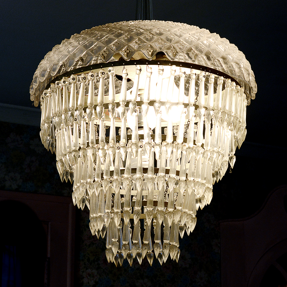 Cut Glass Chandelier with Prisms