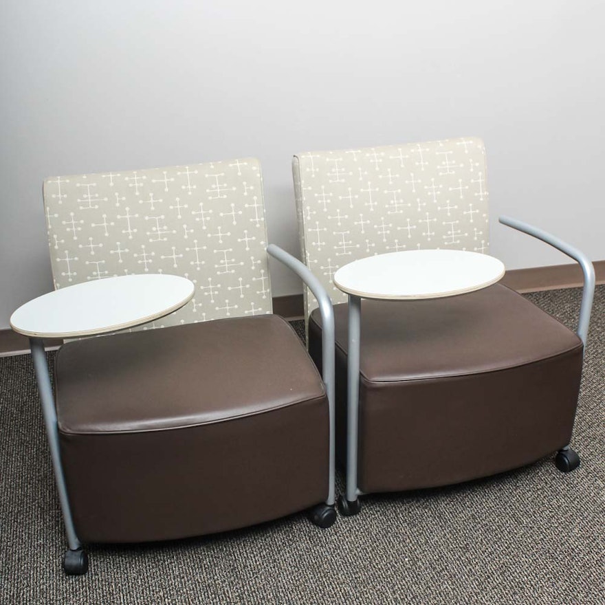 Pair of Contemporary Tablet Arm Lounge Chairs