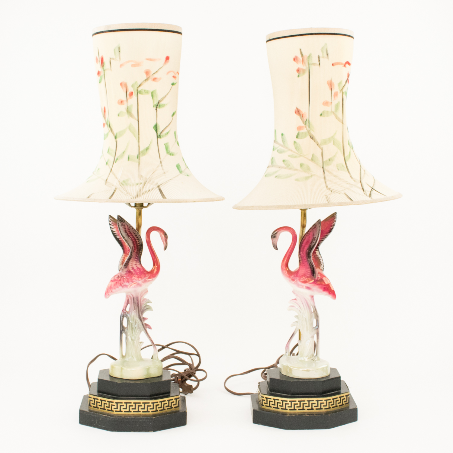 Pair of Mid-Century Flamingo Lamps with Original Shades