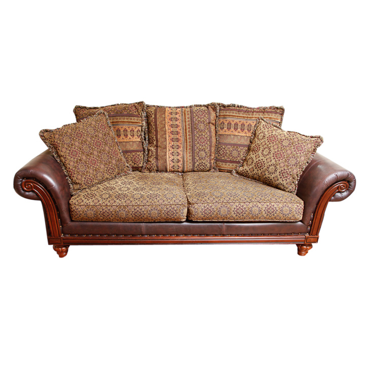 Leather Sofa and Throw Pillows