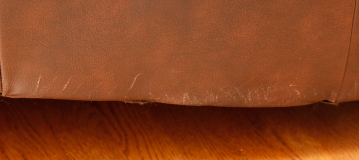 Leather Sofa and Throw Pillows