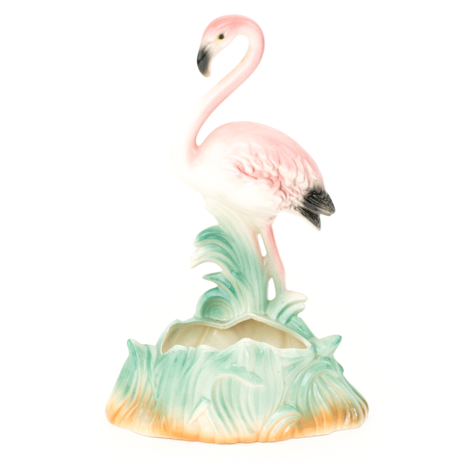 Two Vintage Flamingo Figurines With One Planter
