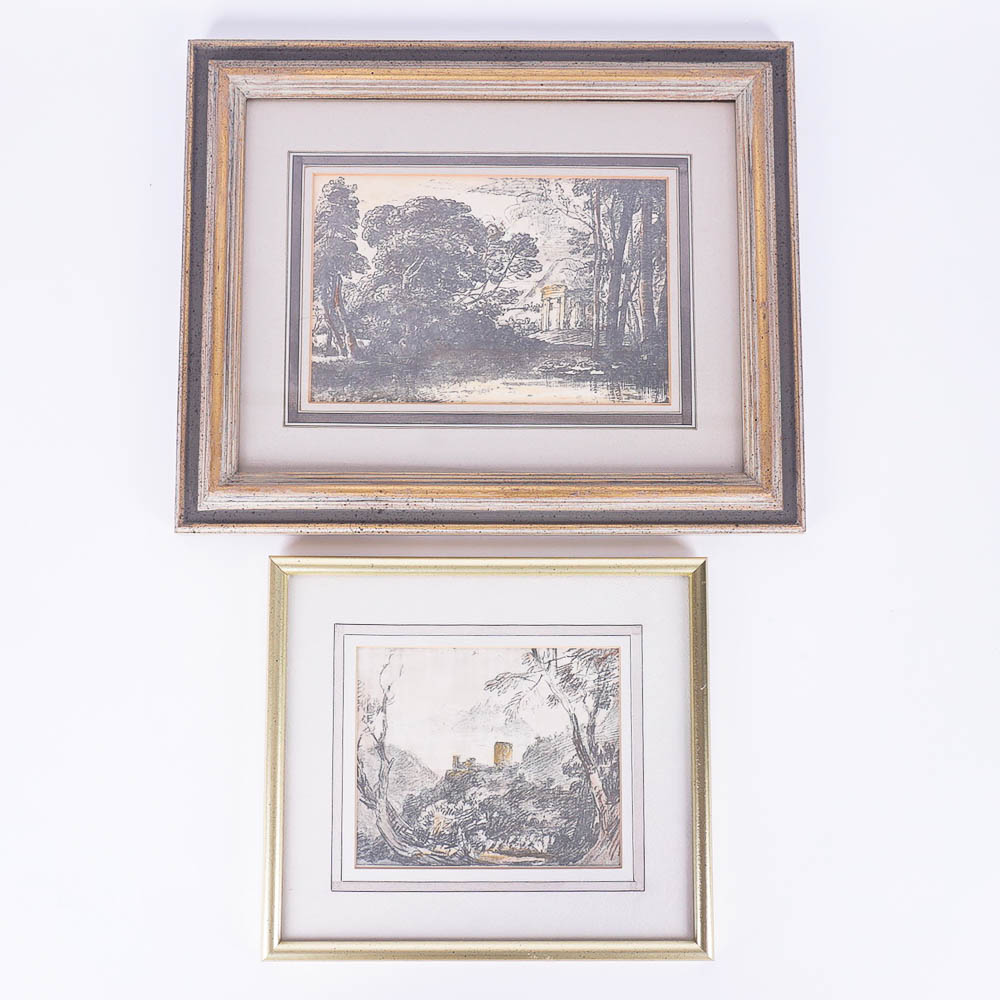 Two Framed Hand Colored Offset Lithographs after Turner and Claude