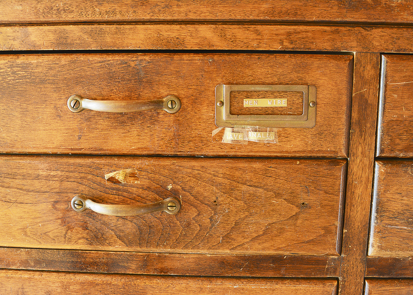 Vintage Twelve-Drawer File Cabinet Section