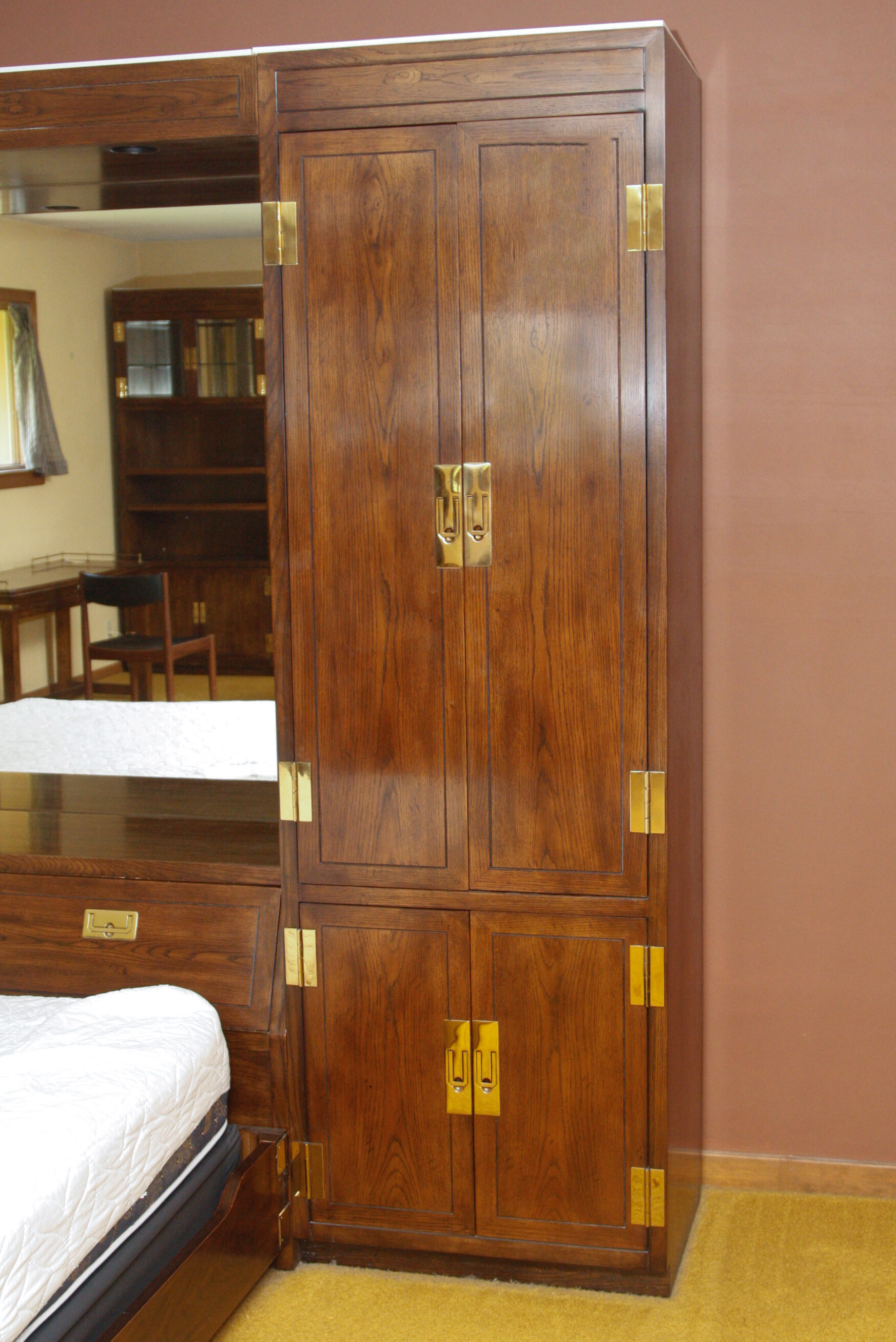 Henredon Scene One Campaign King Bed and Storage