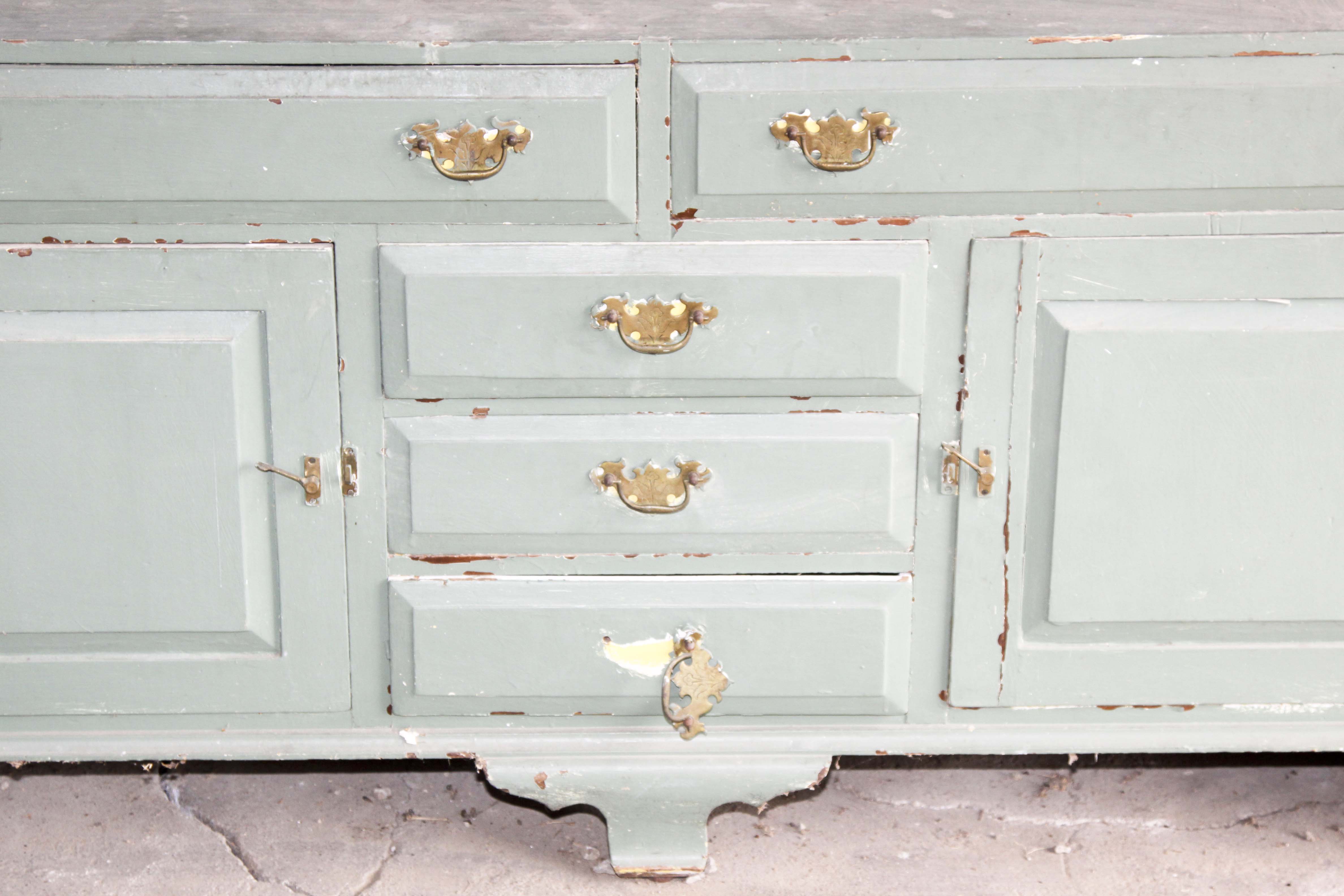 Vintage Chippendale Style Wood Cabinet and Hutch