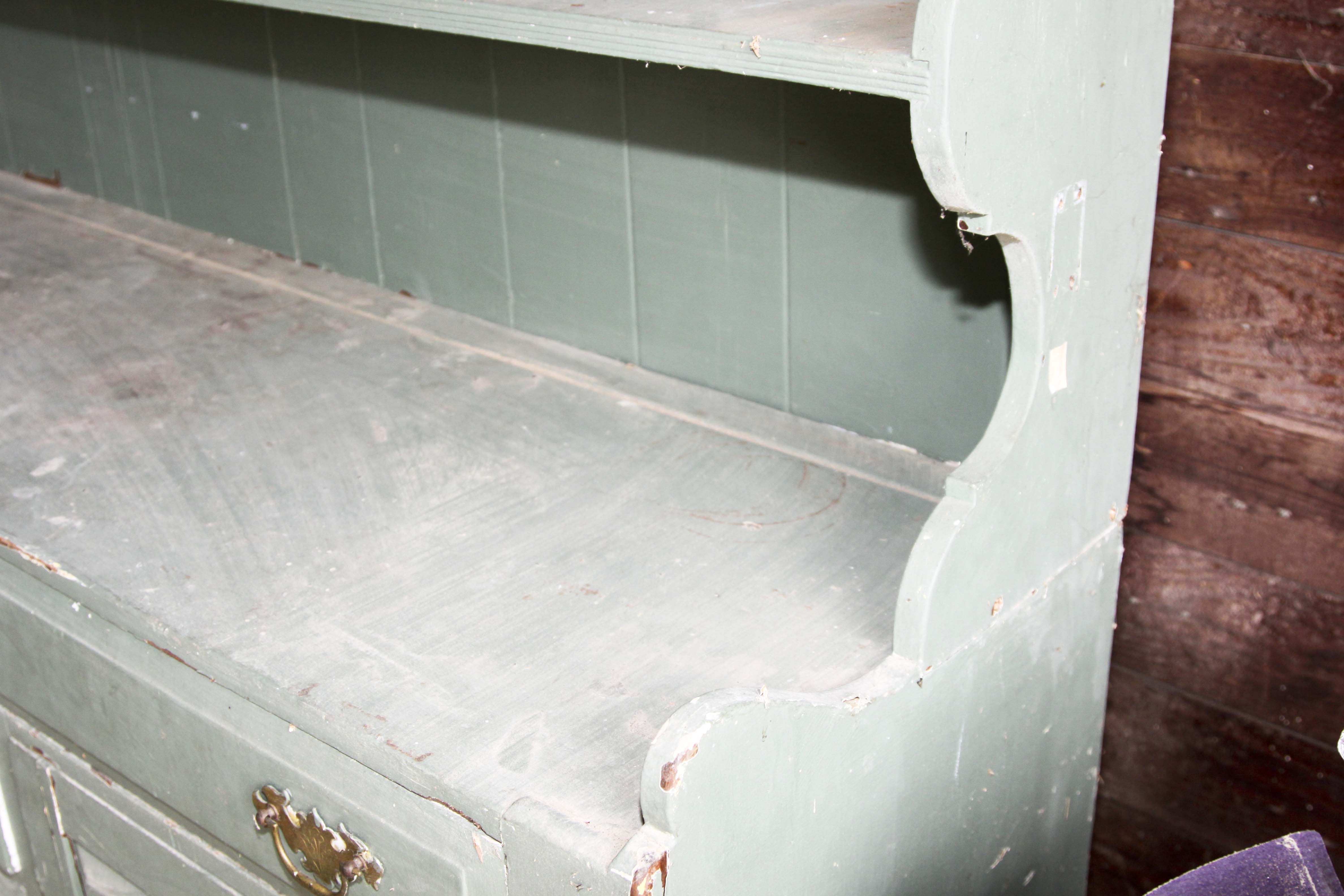 Vintage Chippendale Style Wood Cabinet and Hutch