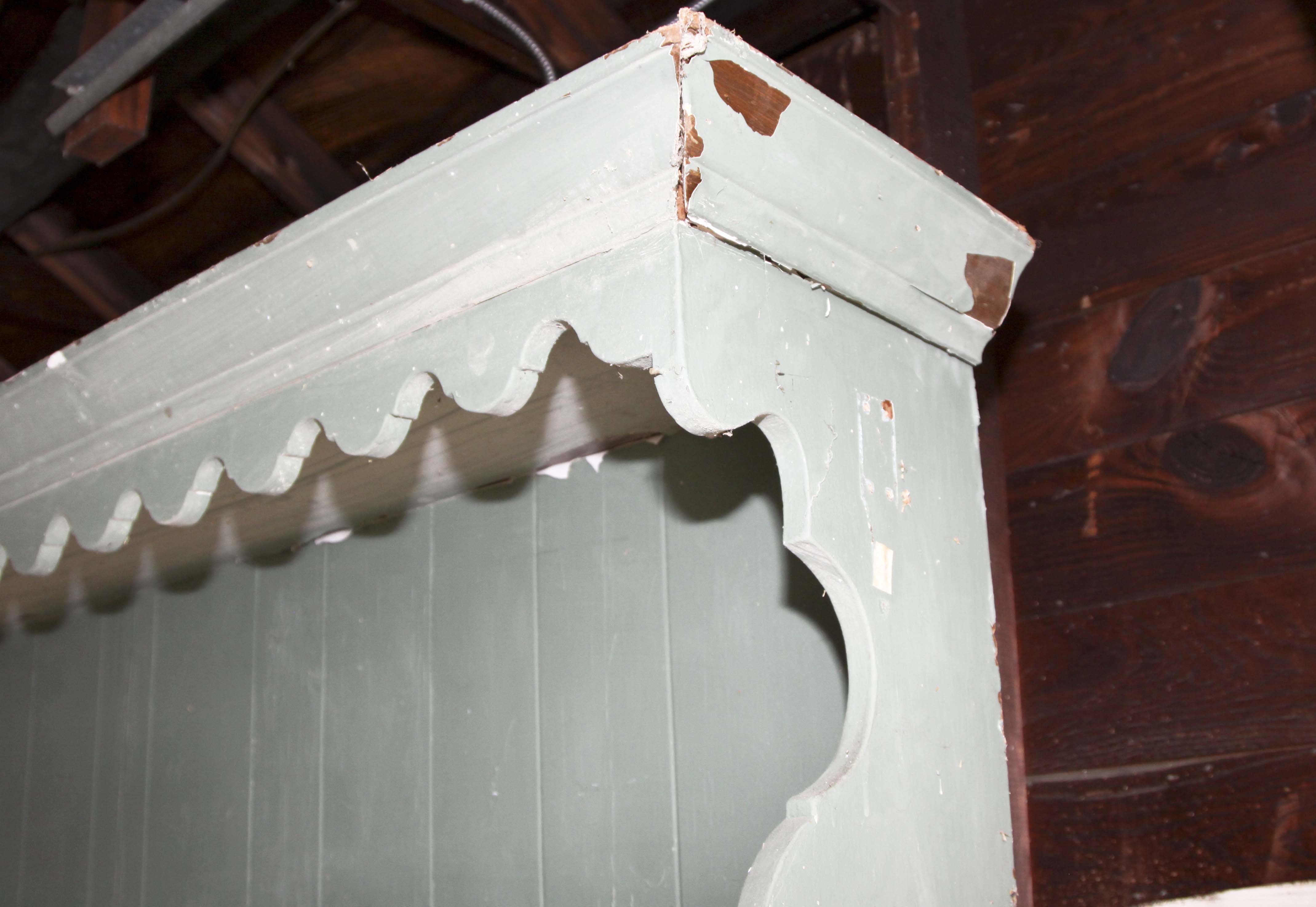 Vintage Chippendale Style Wood Cabinet and Hutch