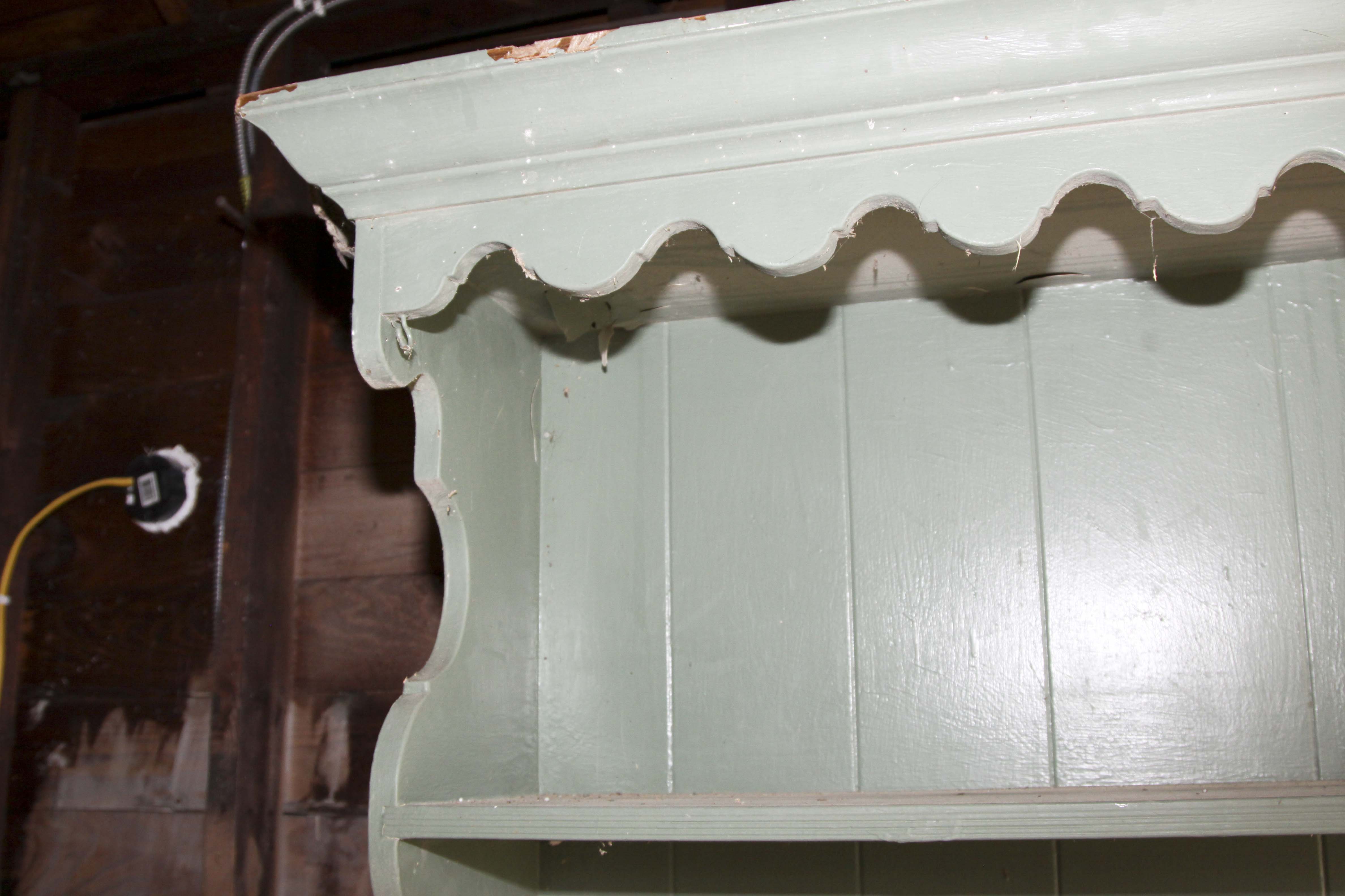 Vintage Chippendale Style Wood Cabinet and Hutch