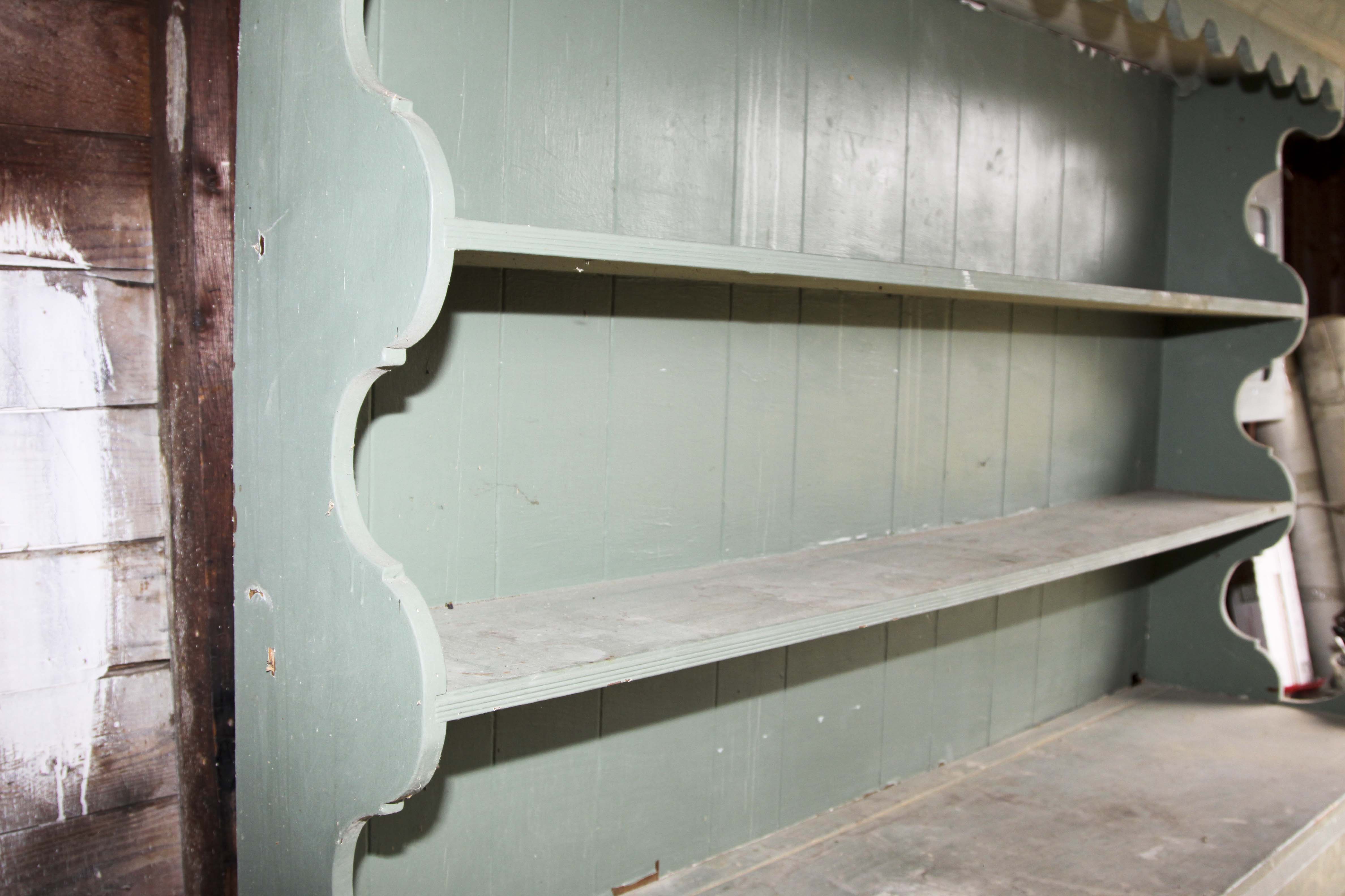 Vintage Chippendale Style Wood Cabinet and Hutch