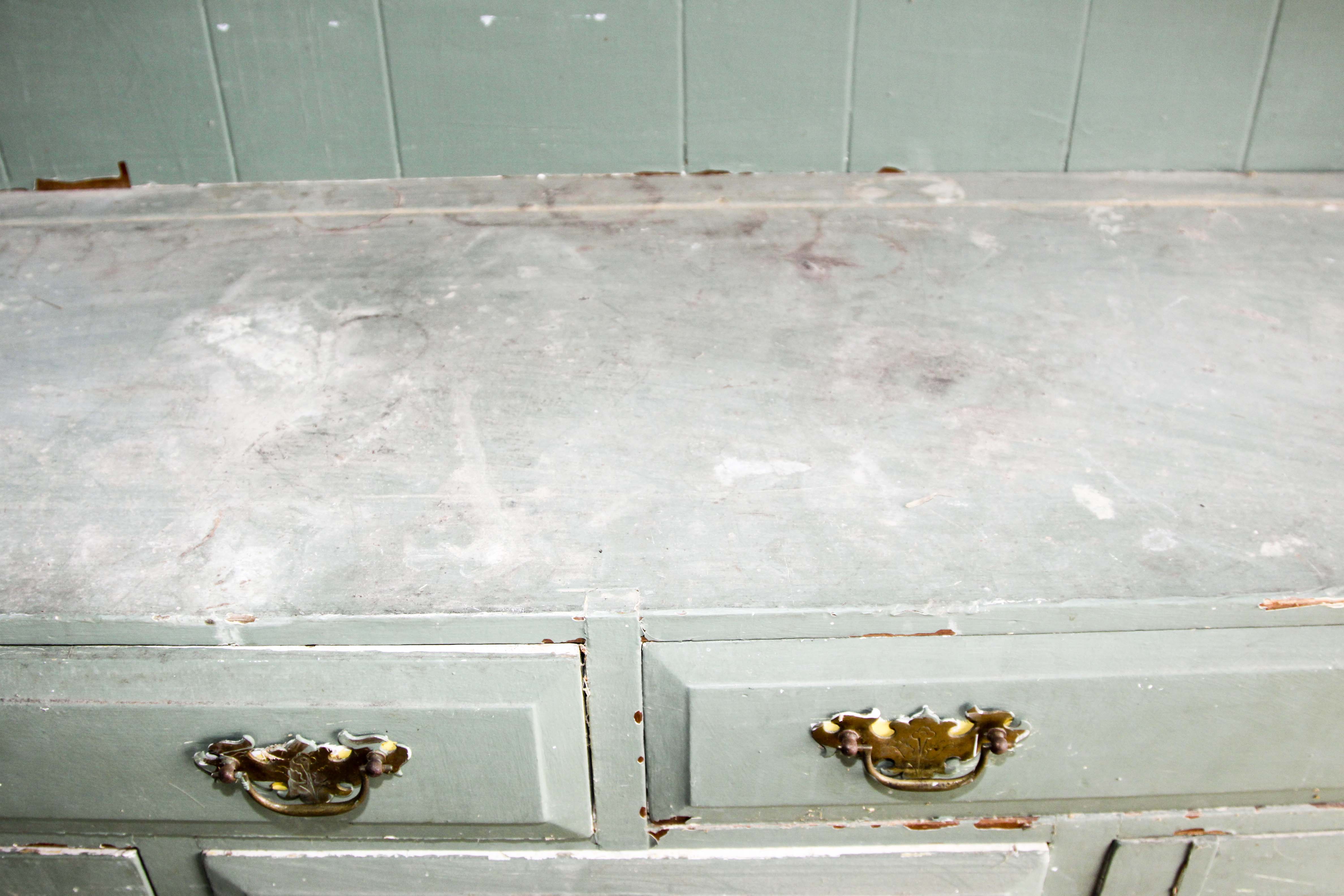 Vintage Chippendale Style Wood Cabinet and Hutch