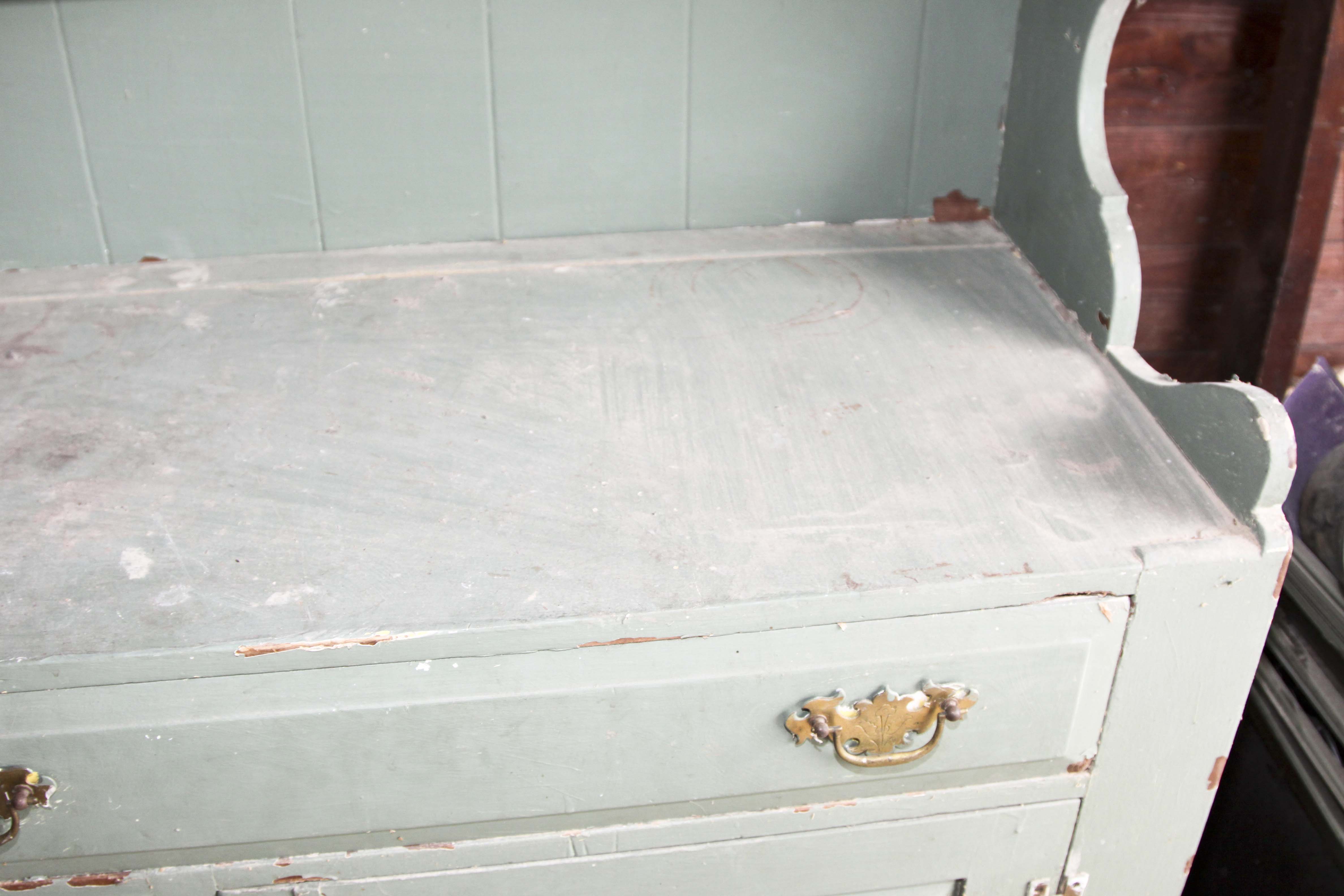 Vintage Chippendale Style Wood Cabinet and Hutch