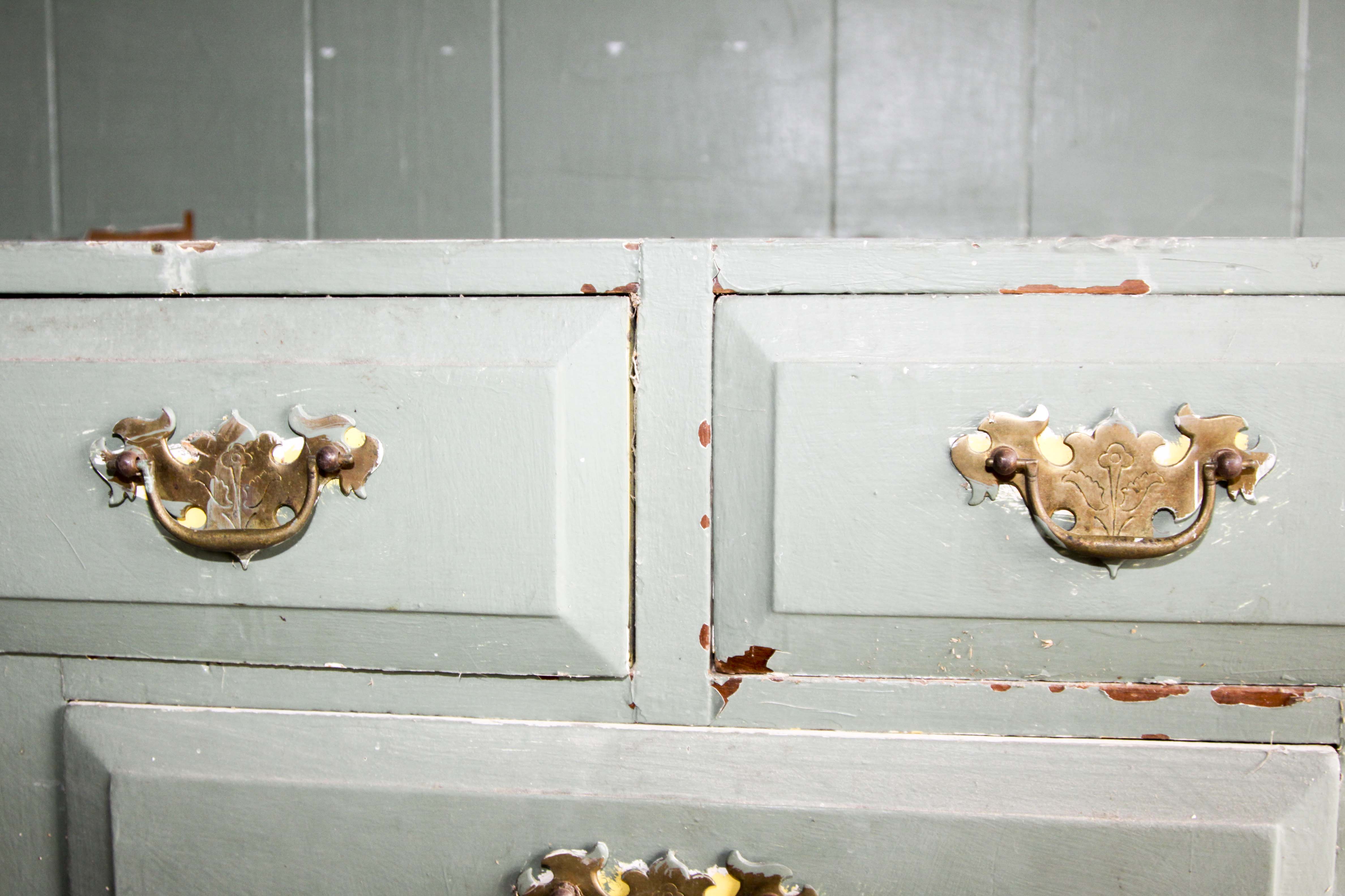 Vintage Chippendale Style Wood Cabinet and Hutch