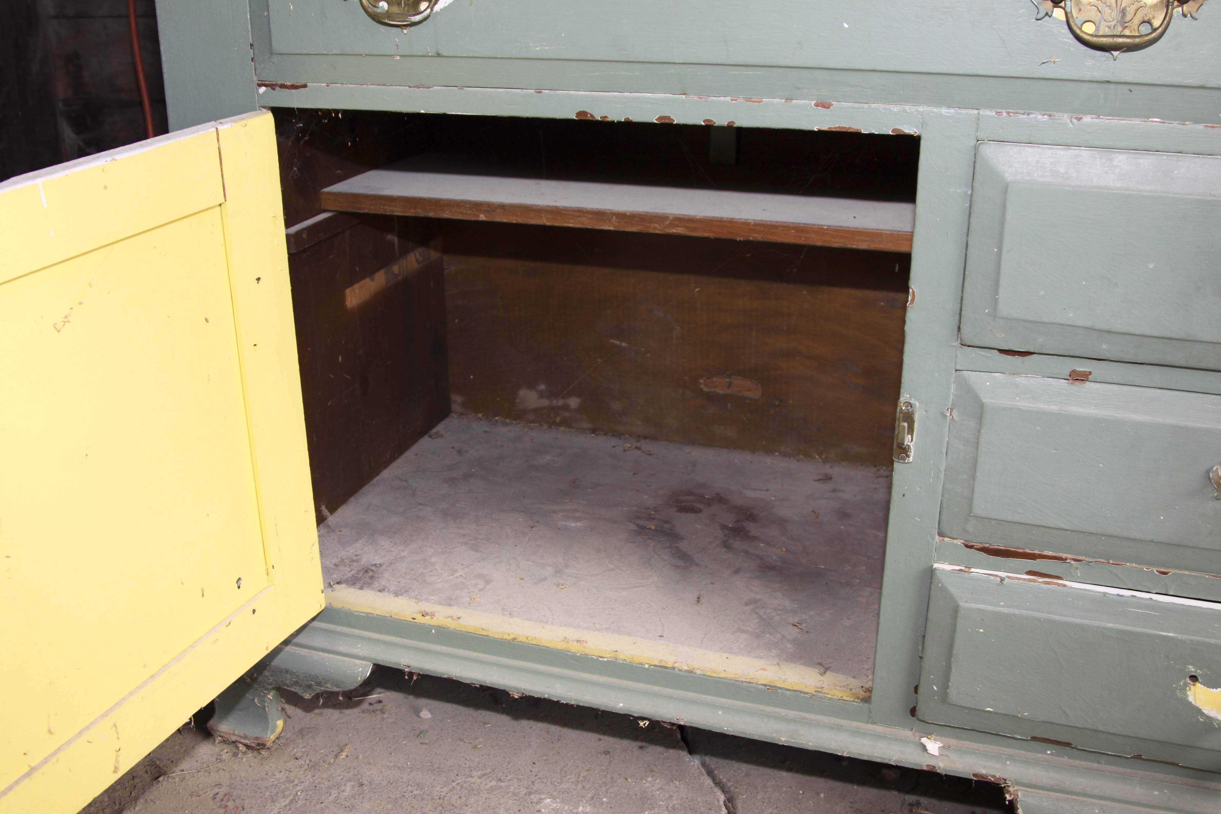 Vintage Chippendale Style Wood Cabinet and Hutch