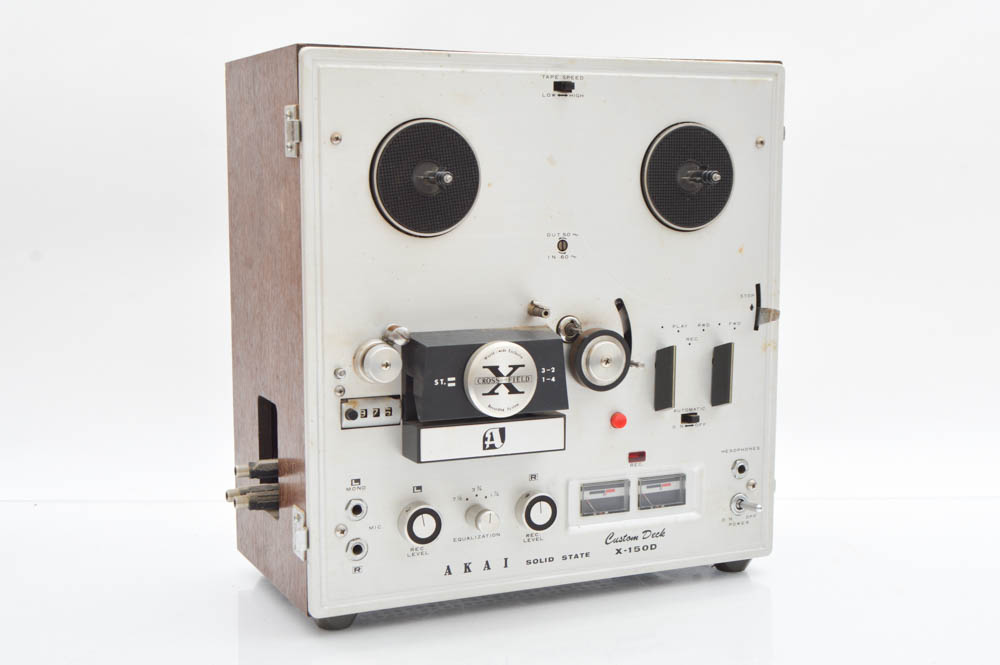 Akai Reel-to-Reel Recorder With Reel and 8-Track Tapes
