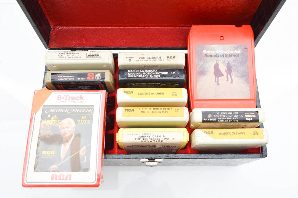 Akai Reel-to-Reel Recorder With Reel and 8-Track Tapes