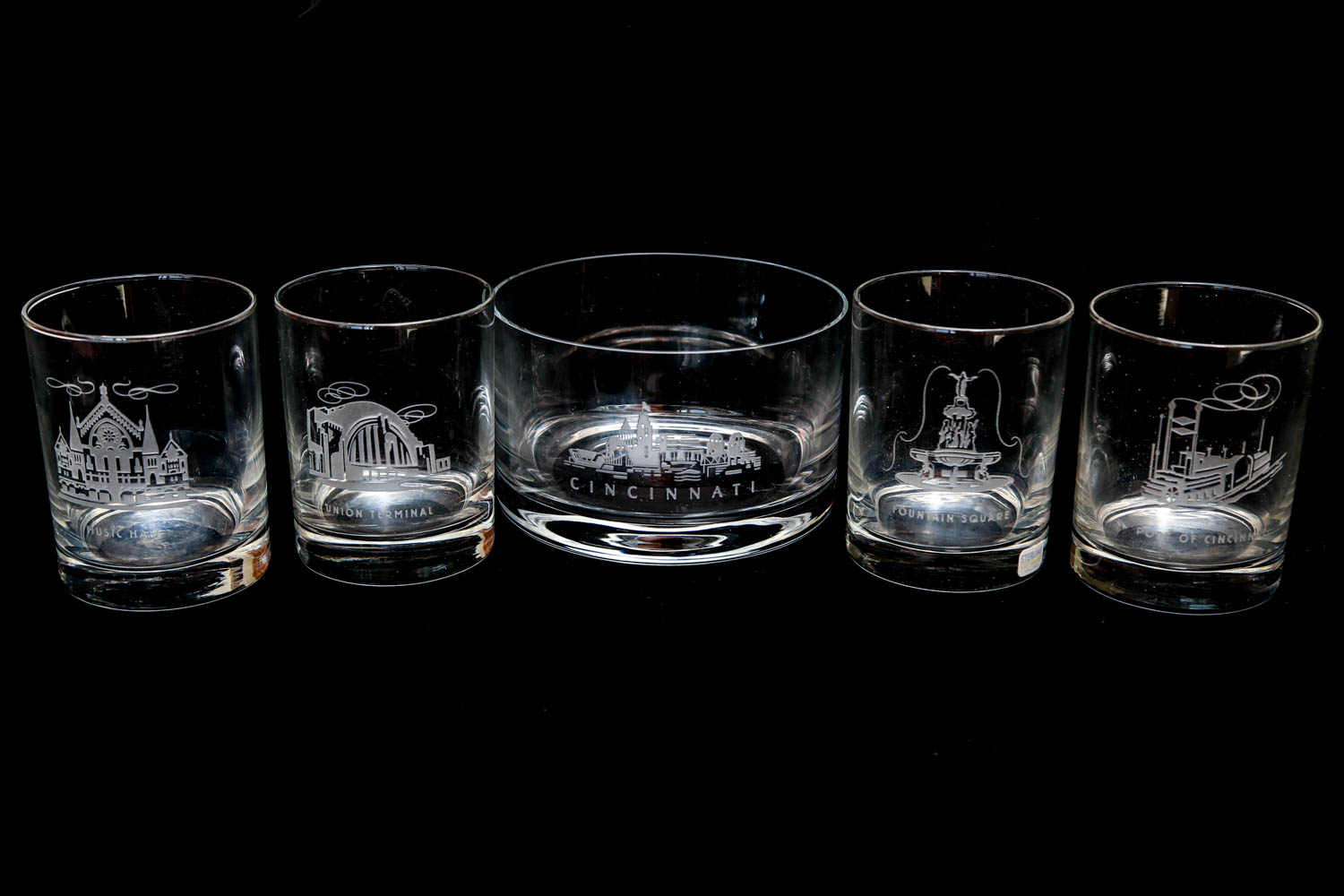 Sterling Cut Glass Cincinnati Themed Glassware Set