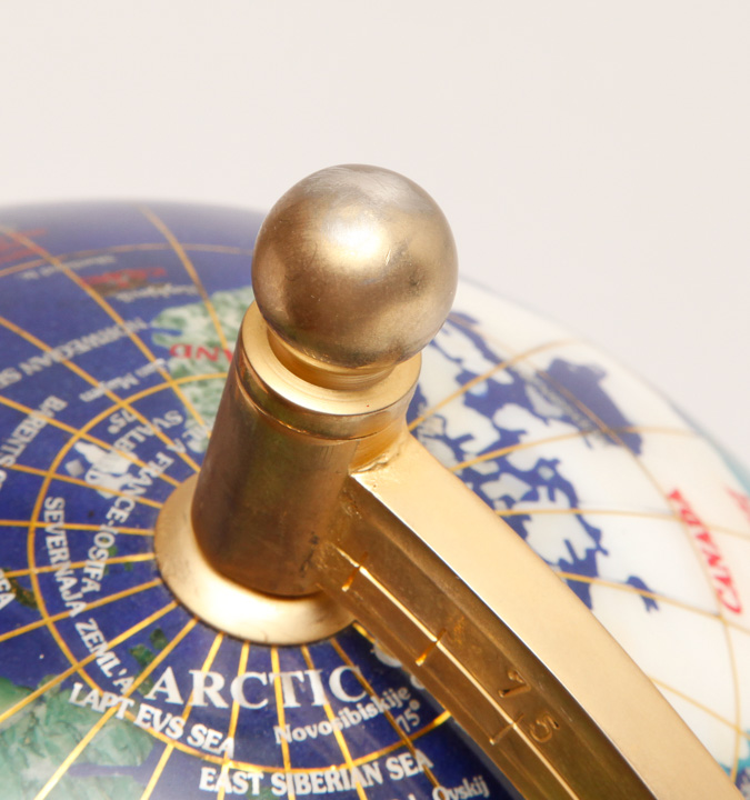 Semi-Precious Inlaid Gemstone Desk Globe