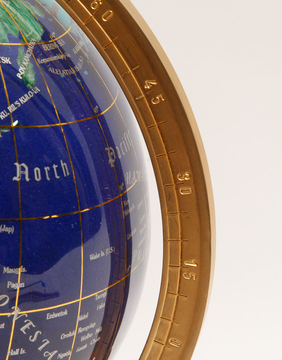 Semi-Precious Inlaid Gemstone Desk Globe