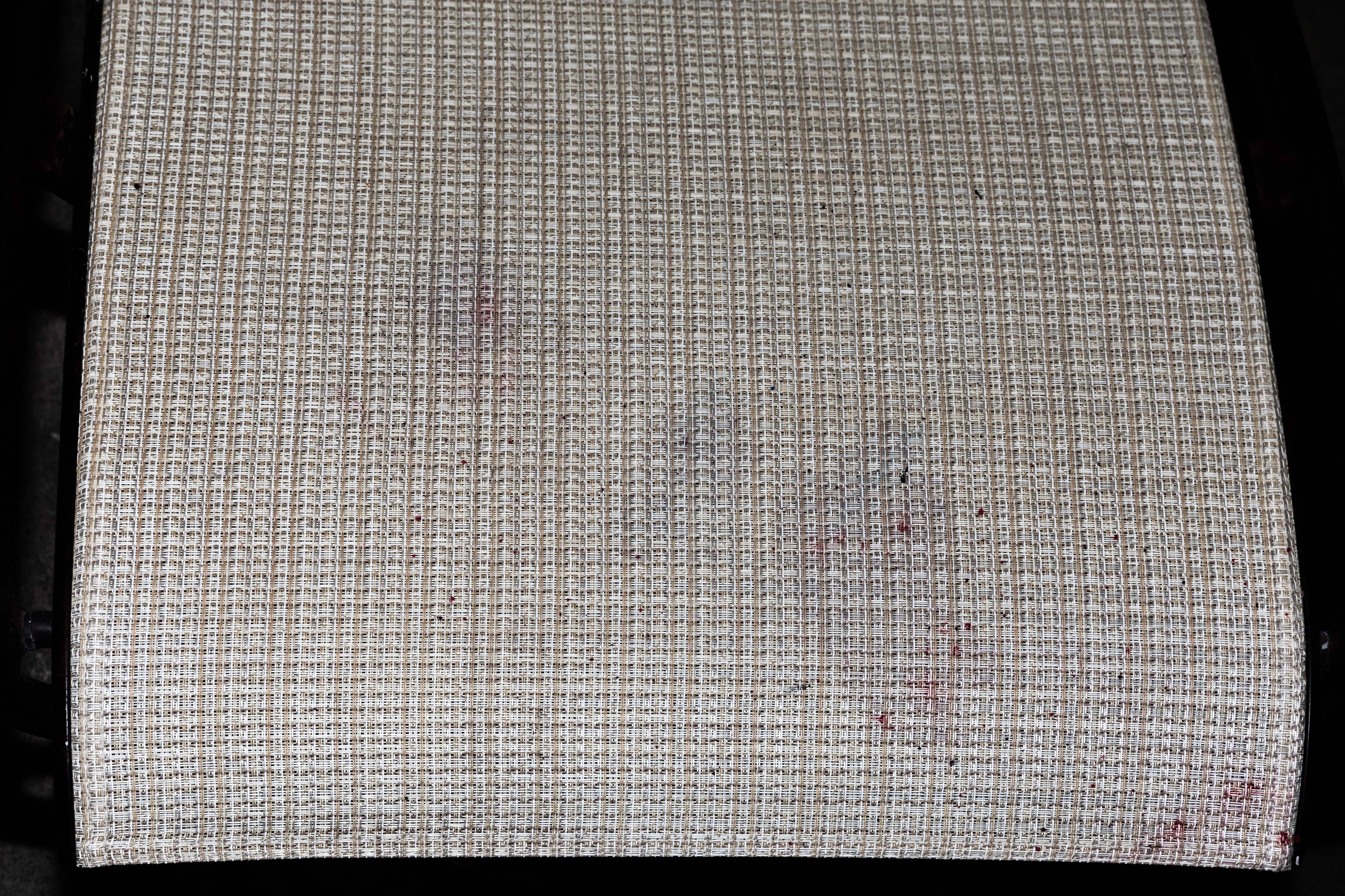 Contemporary "Campaign Sling" Patio Dining Table and Swivel Rockers by Brown Jordan