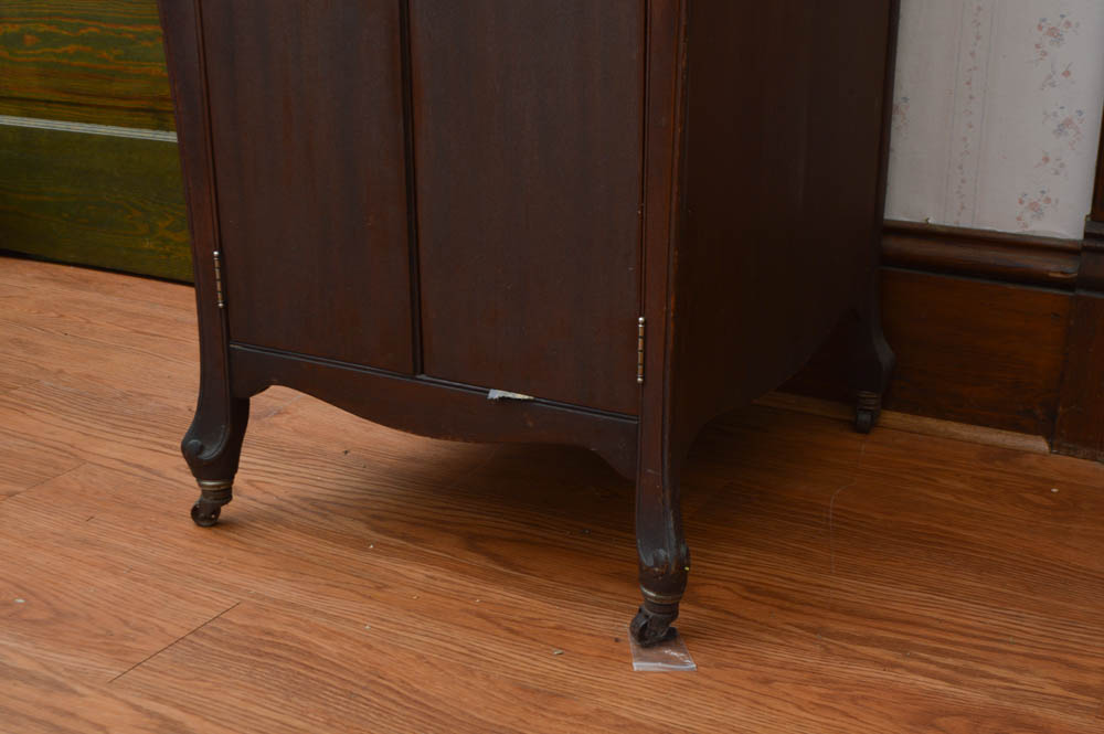 Early Victrola Record Player with Crank and a Box of Antique Albums