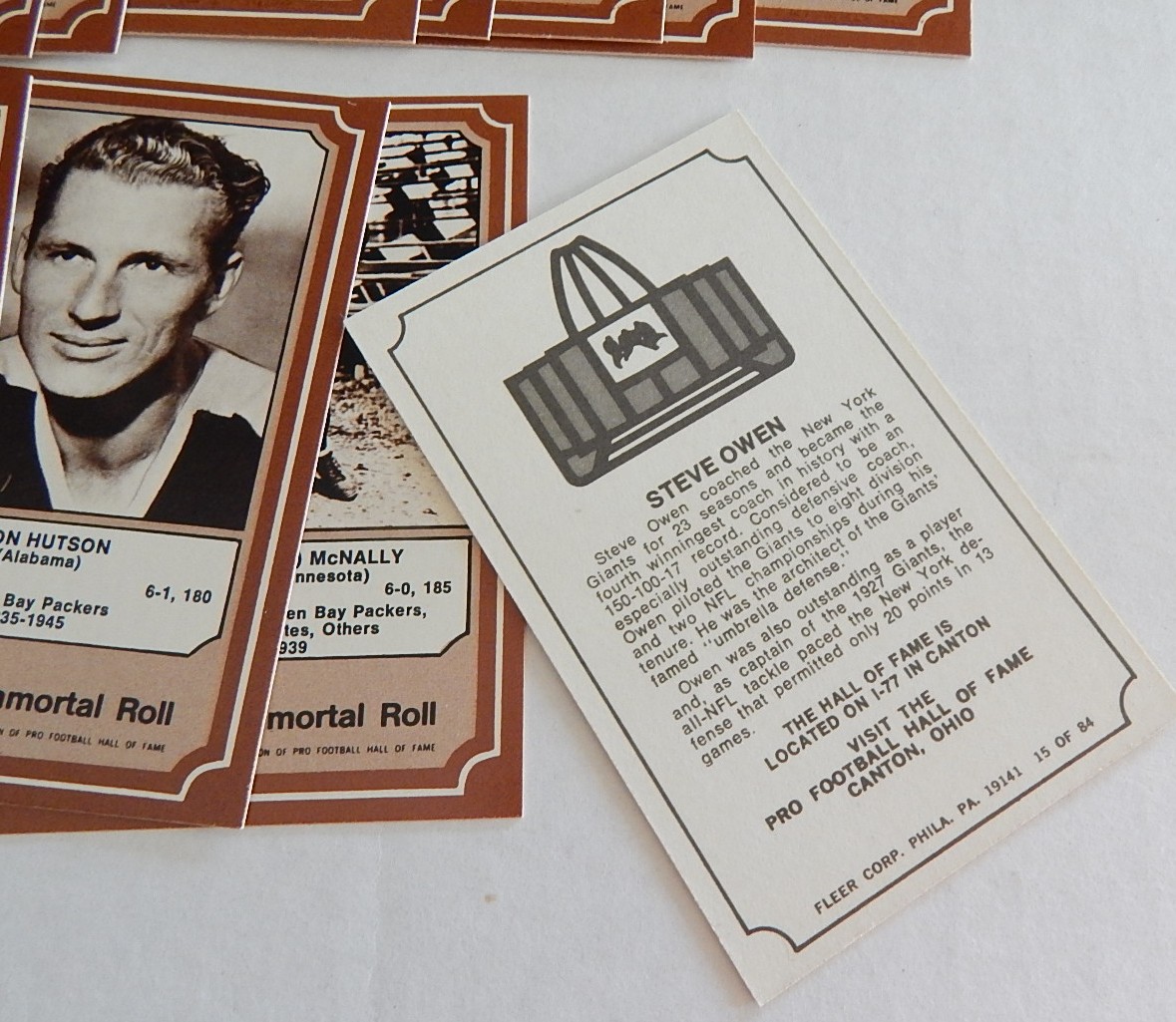 Mid-1970's Fleer The Immortal Roll HOF's Football Trading Cards