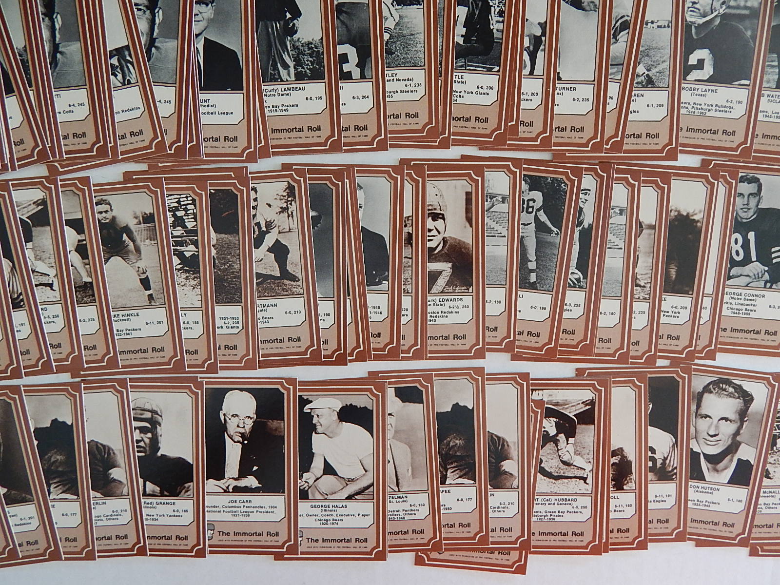 Mid-1970's Fleer The Immortal Roll HOF's Football Trading Cards