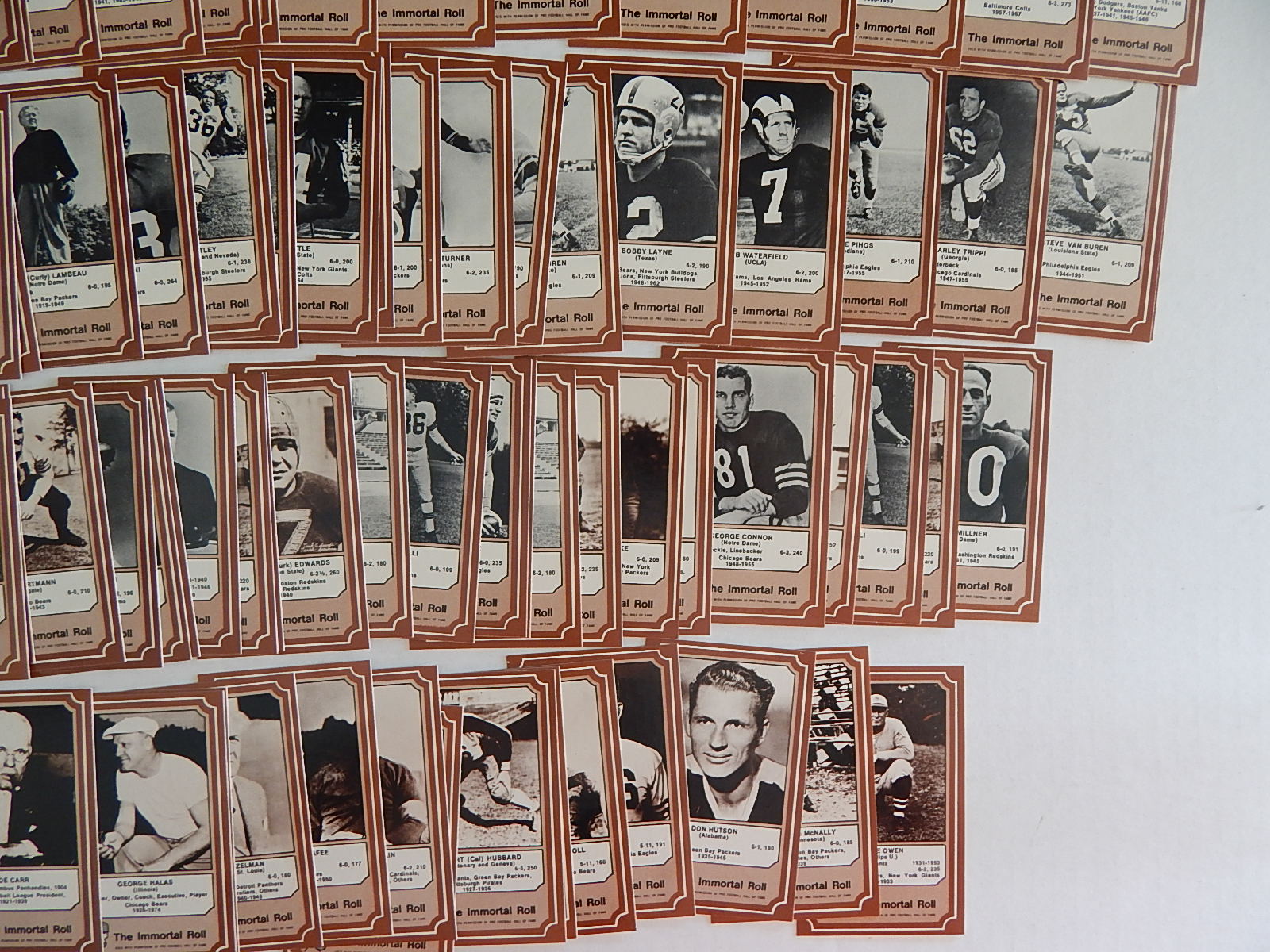 Mid-1970's Fleer The Immortal Roll HOF's Football Trading Cards