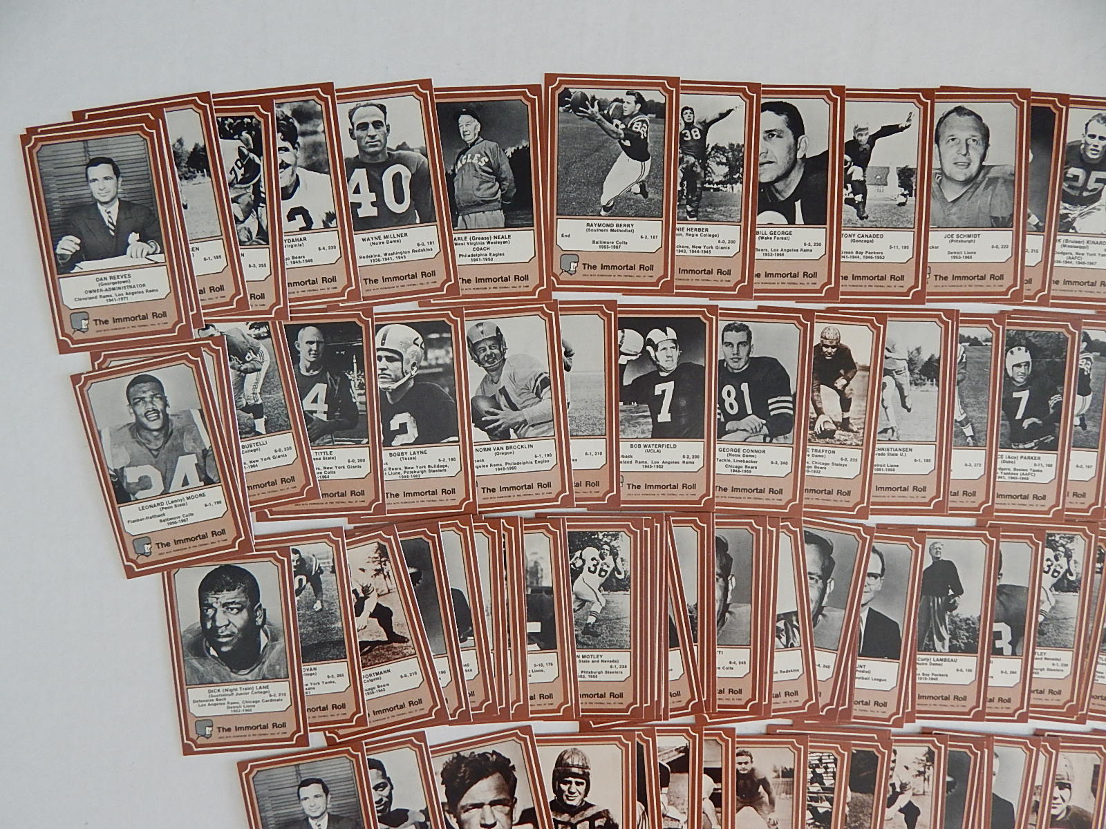 Mid-1970's Fleer The Immortal Roll HOF's Football Trading Cards