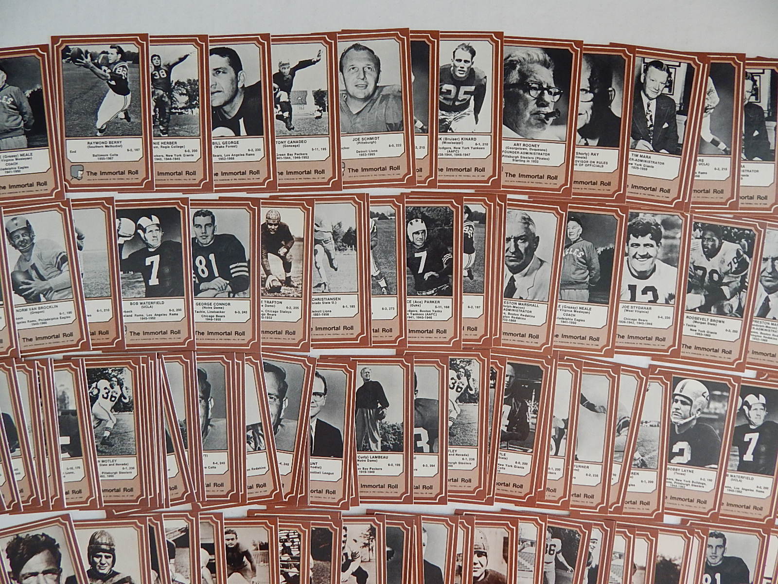 Mid-1970's Fleer The Immortal Roll HOF's Football Trading Cards