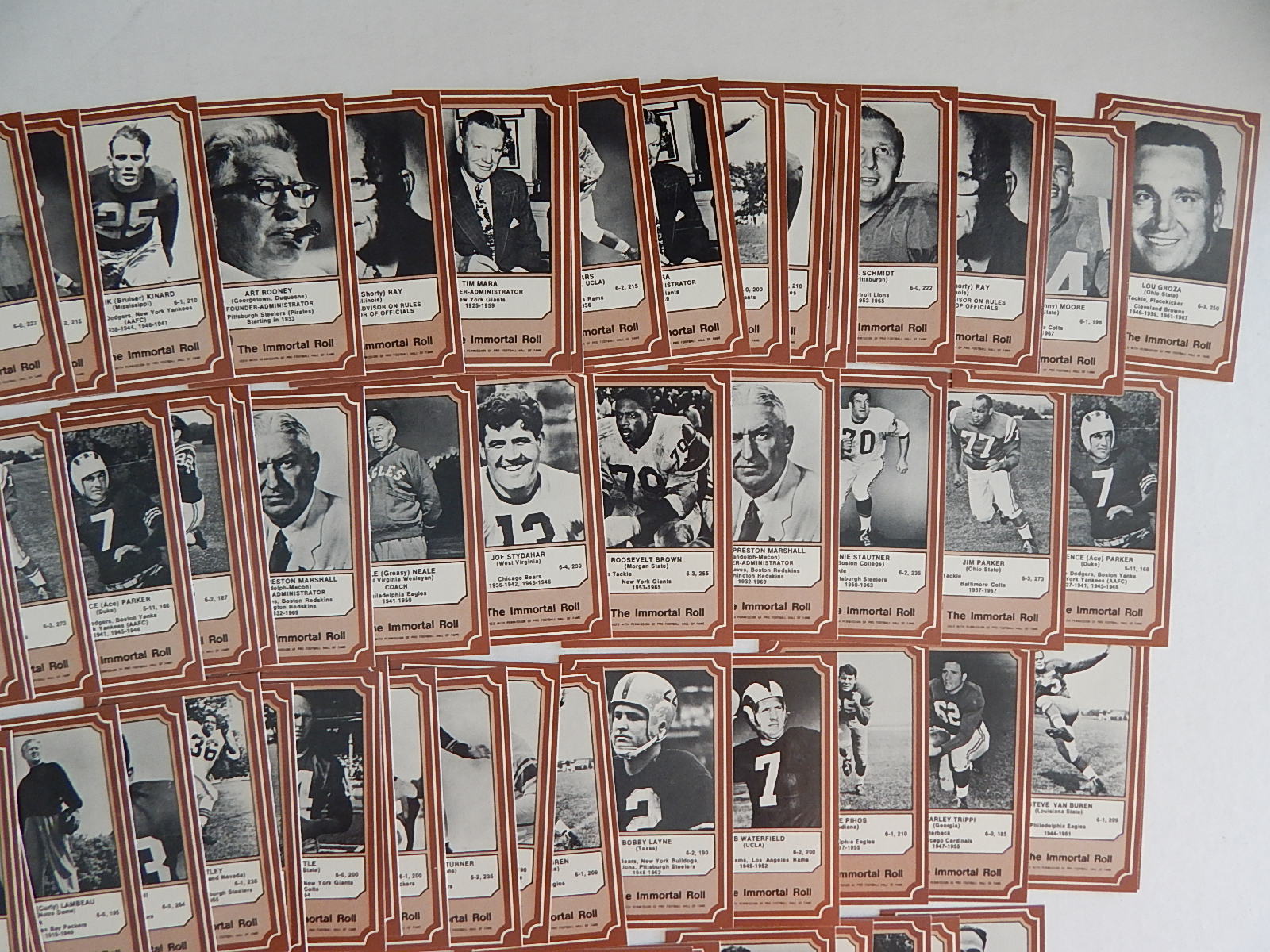 Mid-1970's Fleer The Immortal Roll HOF's Football Trading Cards