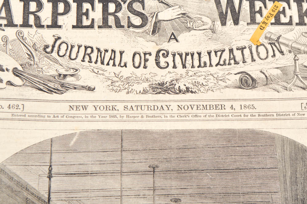 Four Issues of "Harper's Weekly" Newspapers from 1865