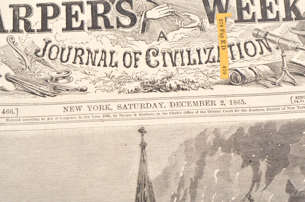 Four Issues of "Harper's Weekly" Newspapers from 1865