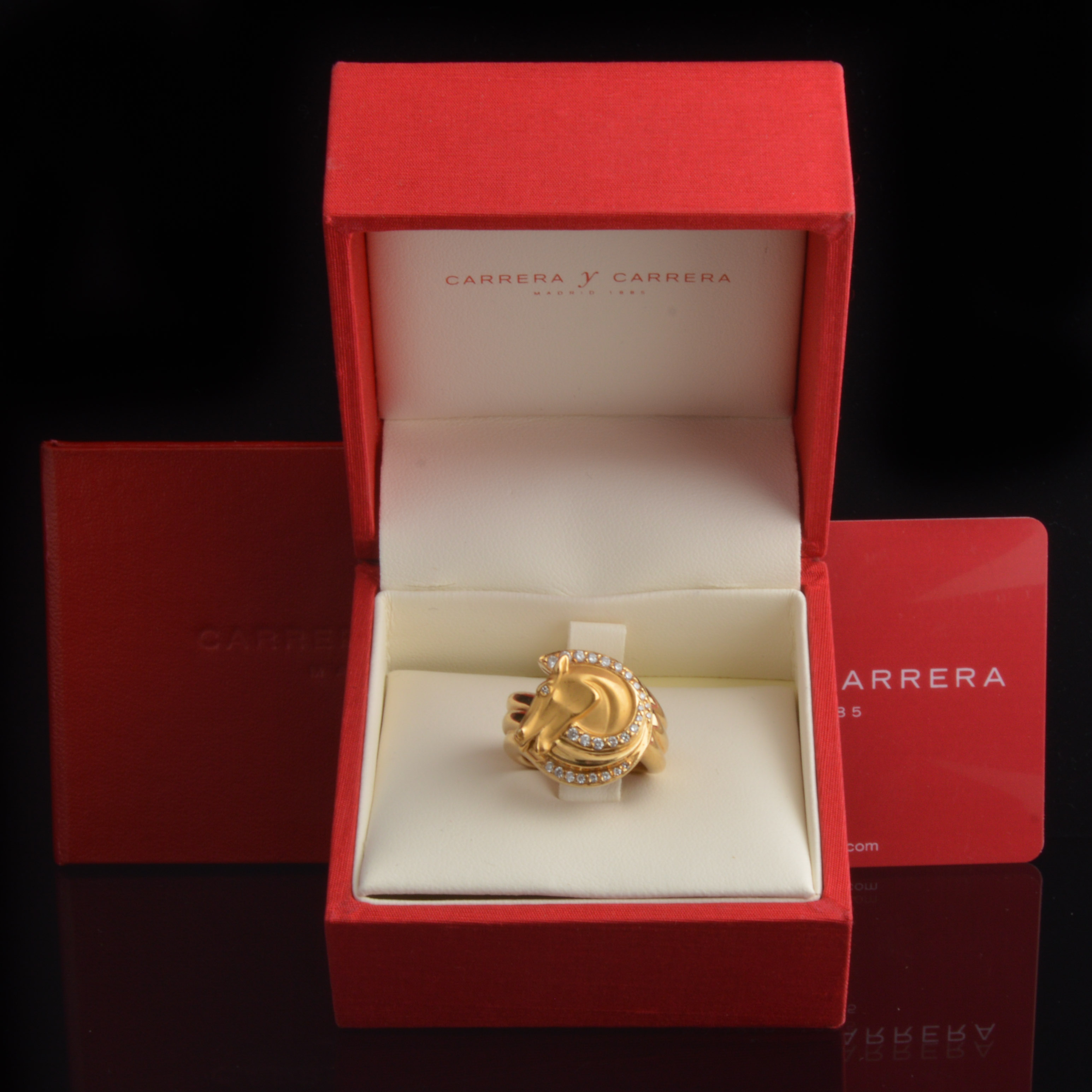 Carrera y Carrera 18K Yellow Gold and Diamond Horse Head Ring